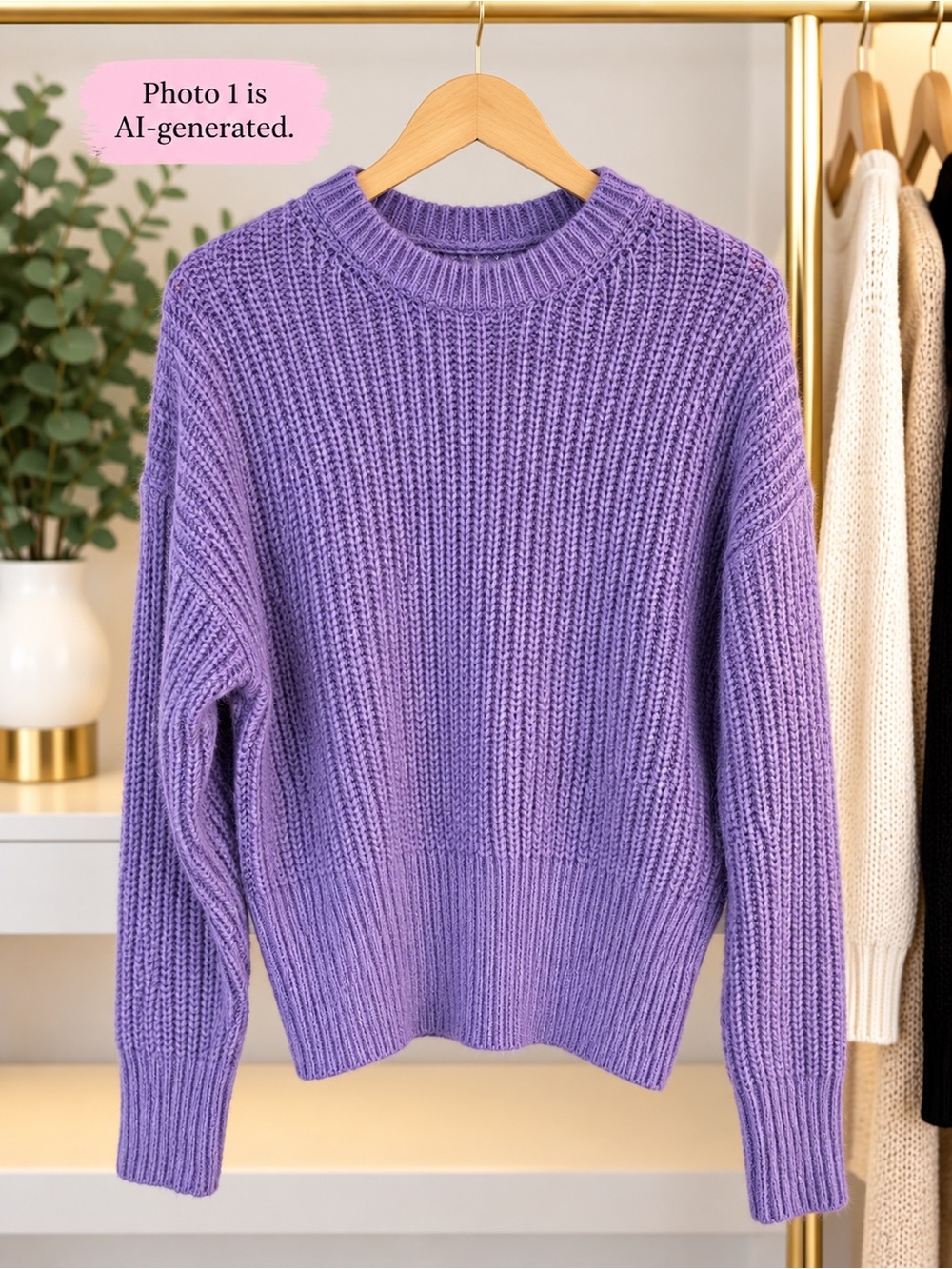 Suzy Shier Lavender Purple Chunky Knit Sweater | Size M